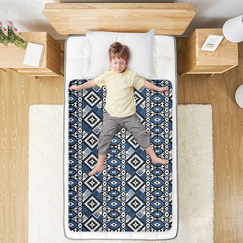 siphylline 52" 34" Ethnic Style Geometric Pattern Blue Extra Large Resuable Baby Bed Pad Water Resistant Baby Diaper