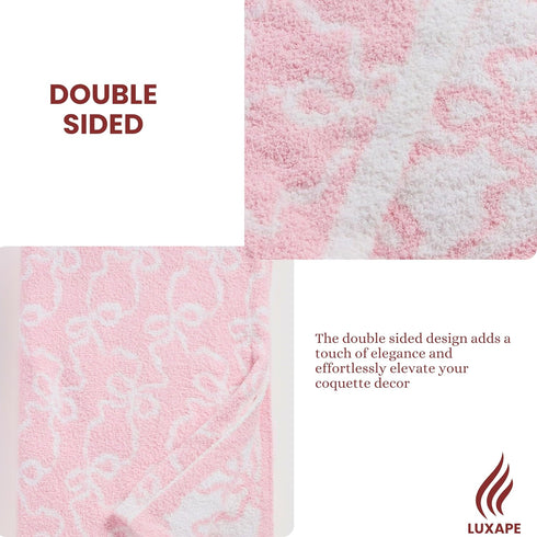 Cozy 50x60 Bow Blanket Pink Bows Soft Throw Blanket Reversible Premium Fabric for Best Comfort