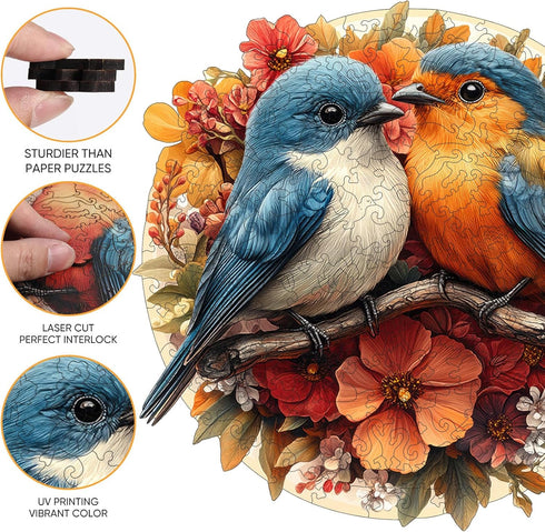 500 16.3x16.5 Jiroinlly Wooden Puzzles for Adults Pieces, Two Cute Birds, Unique Shaped Jigsaw Puzzle, Relaxing Gift