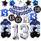 13th Birthday Decorations for Boys - Dark Blue HAPPY BIRTHDAY Banner and Silver Number 13 Balloons, Party Supplies