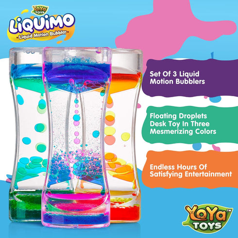 YoYa Toys Liquimo - Liquid Motion Bubbler, 3 Pack Sensory Fidget Desk Toy for Kids & Adults