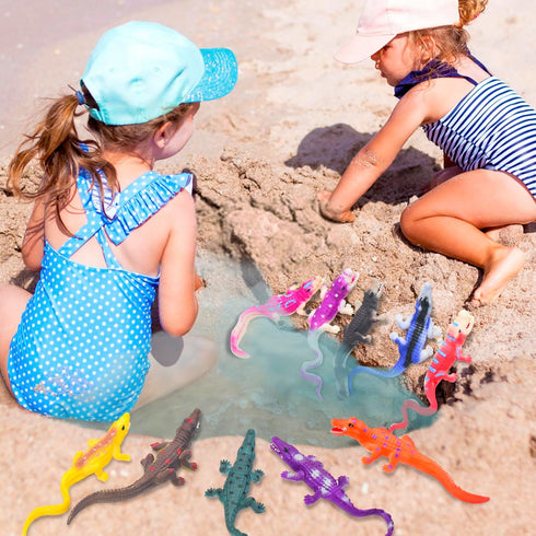 10Pcs Alligator Toy Animal Figure Bath Toys, Color Changing Crocodile Toy, Stress Relief Toys Adults, for Kids 3 Years and up, Water Table Toys for Themed Parties, Cake Topper, Kids Easter Basket