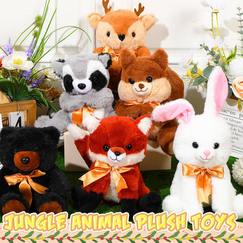 Syhood 6 Pieces Woodland Stuffed Animal Set - 11.8 Inch Plush Woodland Toy for Baby Shower, Animal Themed Parties,