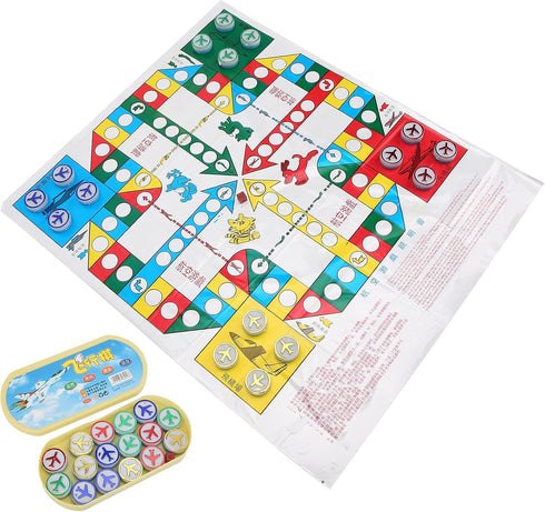 Flight Chess, Portable Aeroplane Chess Game Set with Oval Box, Leisure Sports Supplies