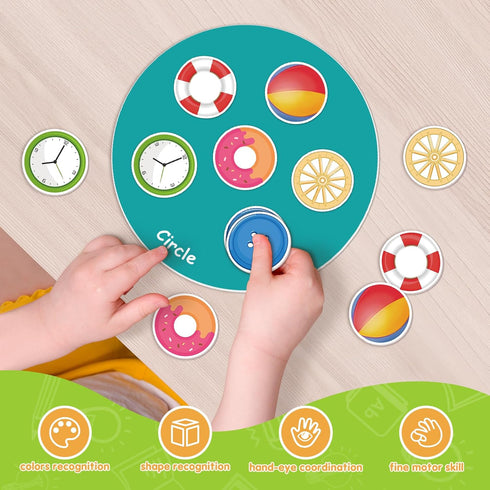 Set 8 48 EAMAY Shape Sorter Toy for Toddler, Shape Puzzles and Matching Games with Sorting Mats and Everyday Objects