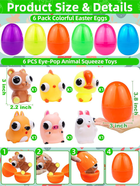 3.8" 6 Pack Large Squeeze Toys Eye Popping Squeeze Toy Fidget Toys Party Favors Classroom Exchange for Kids Classroom