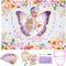 Butterfly Baby Milestone Blanket Set for Girls, Floral Monthly Growth Blanket with Wooden Signs and Bow Headband