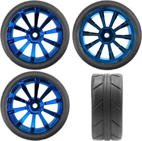 ShareGoo OD 2.55" Rubber Tires with Plastic Wheel Rims 12mm Hex, Compatible with HSP Tamiya Kyosho Traxxas