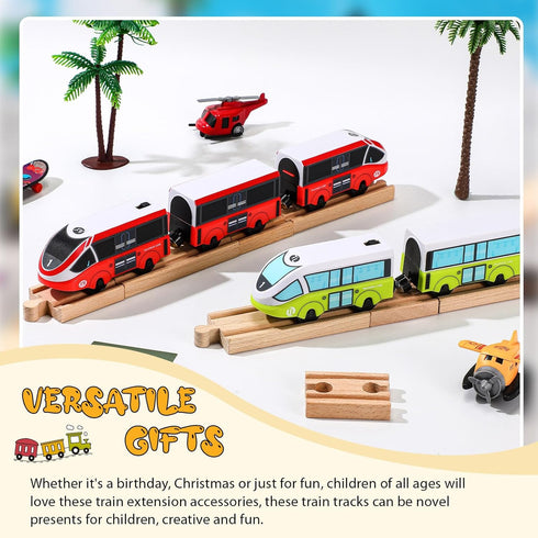 Pack 8 Packs (2 Liliful of Wood Train Track Expansion Compatible with Most Train Tracks Sizes,Mixed Straight)