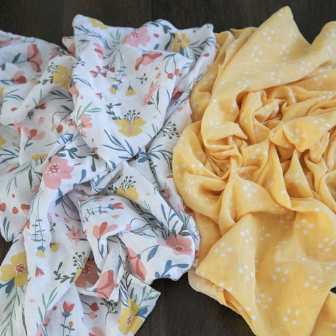 GRACED SOFT LUXURIES 2 Pack Premium Muslin Baby Swaddle Blankets, Large 47 x 47 inch, 100% Cotton