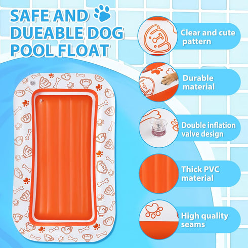 55x35/60x35 Inch 110/220 Lbs Large Dog Pool Float, Dog Float Raft for Pool Lake River, Puncture Proof Dogs Floatie Boat