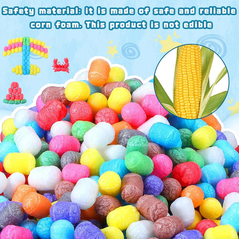 Junkin 1000 Pcs Magic Foam for Crafts, Corn Craft Kit for Arts and Crafts, Bulk for STEM Building Model Toys for