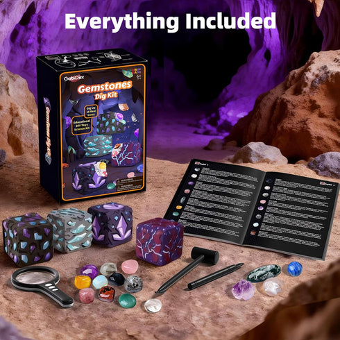 16 6+ GobiDex Gemstones Dig Kit for Kids, Excavate Real Gemstones, STEM Science Toy, Archaeology & Geology Science Gift
