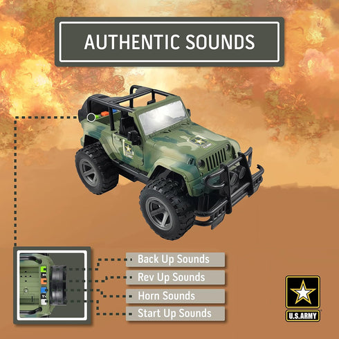 Lollipop United States Army Friction Powered 1/16 Model Off Road Vehicle with Light & Sound