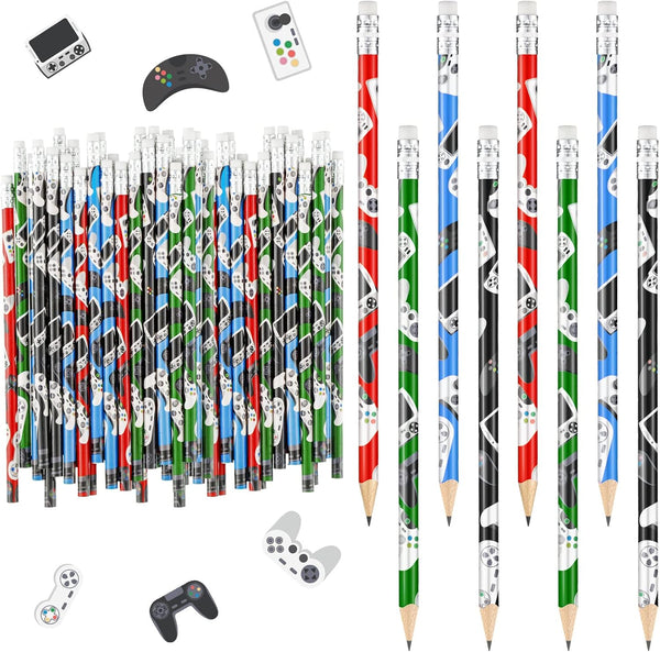 Yexiya Gamer Pencils: Multicolor Video Game Party Favors for Classroom Rewards (52 Pieces)