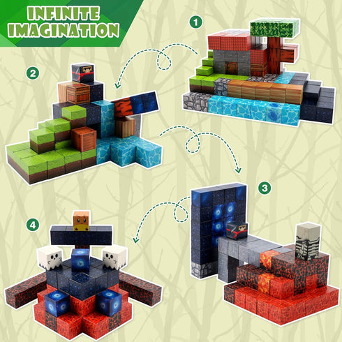 144PSC Set 6 7 8 9 Magnetic Building Block Toy - Stacking Construction to Cultivate STEM Skills for Boys and Girls