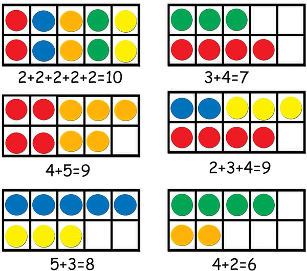 Giant Magnetic Ten-Frame Set - 5 Ten Frames and 55 Magnetic Math Counters - Classroom Toys for Kindergarten