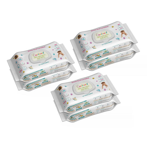 CutetotZ Organic Baby Wipes- 99% Pure Water, Green Seal Certified, Plastic-Free, 100% Biodegradable