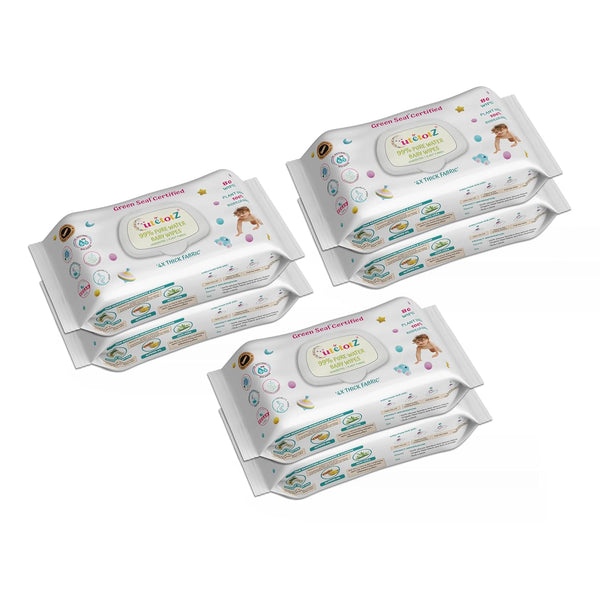 CutetotZ Organic Baby Wipes- 99% Pure Water, Green Seal Certified, Plastic-Free, 100% Biodegradable