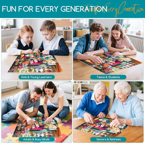 VoYouTwo 300 8-10 10-12,Funny Nights,20.5x15 Piece Puzzles for Adults, Dogs Kittens on The Sofa at Play Puzzle