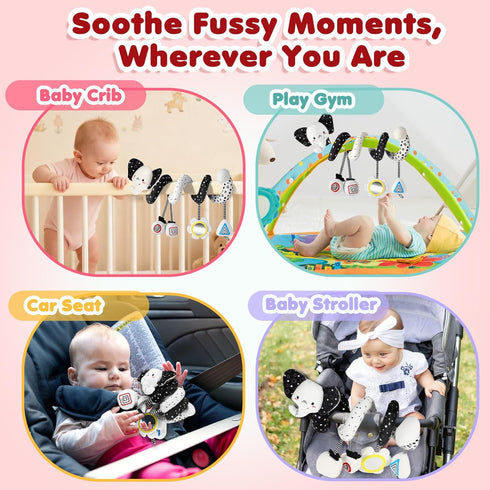 0-6 URMYWO Spiral Car Seat Toys for Babies Months, Black and White Baby Toys, High Contrast Baby Toys for Newborn