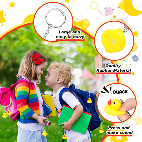 Deekin 60 Pcs Rubber Duck Keychain - 2.17 Inch Tiny Ducks for Party Favors & Birthday Supplies