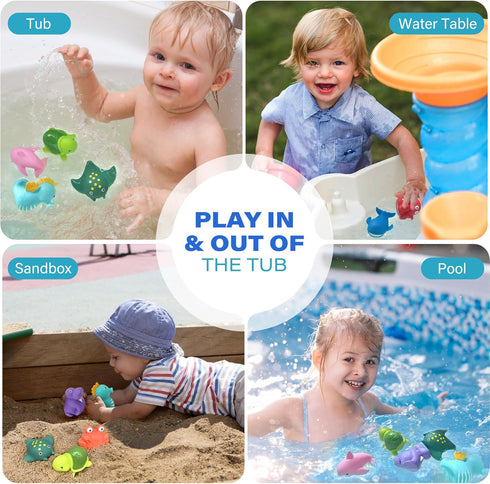LotFancy Bath Toys for Kids Ages 1-3, Mold Free Ocean Sea Animal Bathtub Toys, 8PCS Soft Baby Bath Toys
