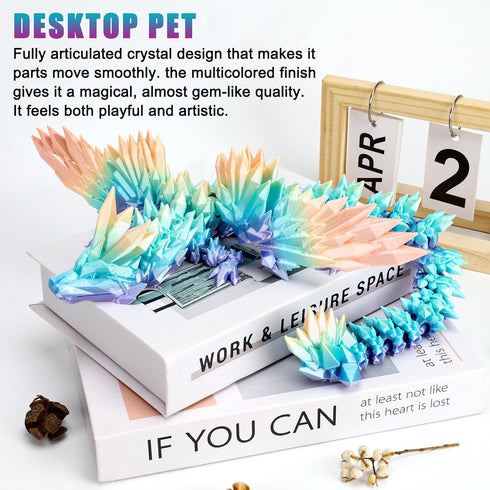 VUTIKPIX 18" 3D 3D Printed Dragon with Wings, Large Printed Animals, Articulated Crystal Dragons ToysAdults Desk Fidget