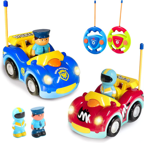 Haktoys Remote Control Cars Set of 2 Vehicles for Toddlers Kids Boys and Girls