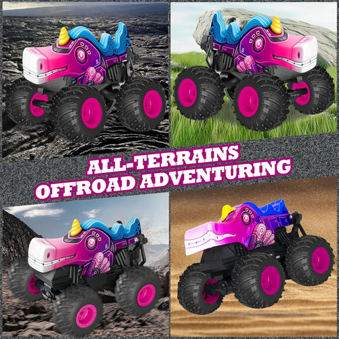 2.4Ghz 360Stunts 3 4 5+ Remote Control Monster Truck, Unicorn Rc Monster Truck Toys Rchargeable Kids Rc Car Vehicles