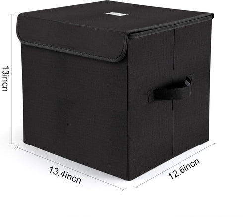 12inch Toy Storage Organizer Boxes for Kids, Vinyl Record Storage Holds Up to 90 Records, Collapsible Crate
