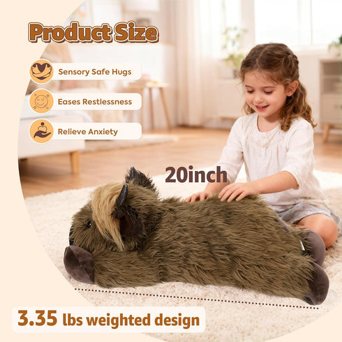 20 inch Onsoyours Original Weighted & Heatable Highland Cow Stuffed Animals, Microwavable Plushies for Stress Relief