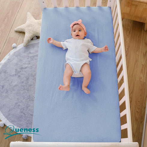 28 52 Muslin Crib Sheets for Baby Boys Girls, Neutral Fitted Crib Mattress Sheet for Standard Crib and Toddler