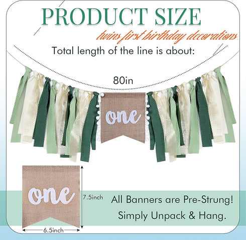1st 80 inch Buryeah One Highchair Banner Birthday Highchair Banner for Girls Boys Birthday Party Supplies Cake Photo