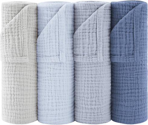 Susurration Muslin Burp Cloths 24x24 Inches Ultra Soft 100% Cotton, 4 or