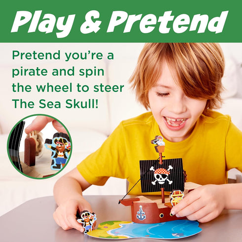 Set: 5+) Creativity for Kids Buildeez! Easy Wooden Model Pirate Ship, Sea Skull - DIY Arts & Crafts Kit, STEM Toys
