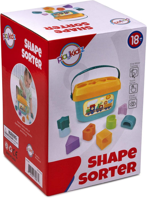 Playkidz Shape Sorter Baby and Toddler Toy, ABC and Shape Pieces, Sorting Shape Game for Children 18 Months+