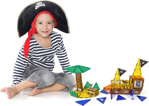 Tytan TILES Pirate Ship & Island - 60-Piece Magnetic Tiles Building Set, Fun Kids’ STEM Toy, Includes Storage Bag