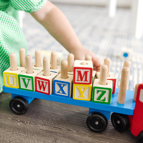 Melissa & Doug Educational Toy Wooden Truck Alphabet Blocks