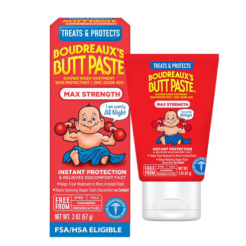 Boudreauxs Butt Paste Max Strength Diaper Rash Cream for Baby, Ointment With