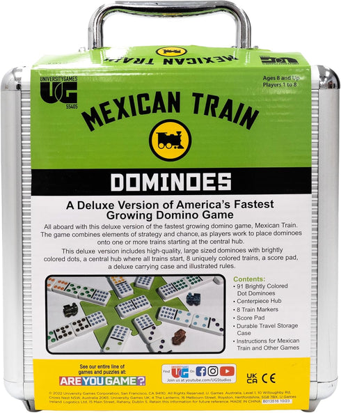Set 2 8 8 99 Front Porch Classics, Mexican Train Domino On-The-Go Aluminum Carrying Case, to Players Ages