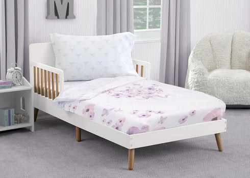 4 Set 2-in-1 Delta Children Piece Toddler Bedding for Girls - Reversible Comforter - Includes Fitted Comforter to Keep