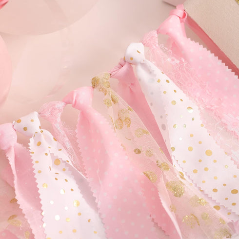 1st First/1st Pink Highchair Banner - High chair Banner Decoration for Birthday, Cake Smash Photo Prop, Baby Girl