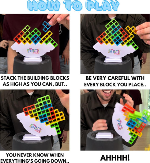 Stack Attack Block Balancing Game - Family Game Night Favorite for Kids & Adults, Ages 3+