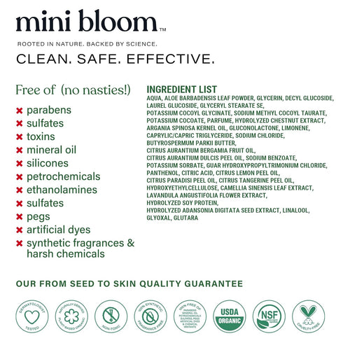 2-in-1 16.6 oz Mini Bloom Fresh N Clean Hair + Body Wash | Shampoo Sulfate-Free | Baby & Kid Safe | Gently Cleanses