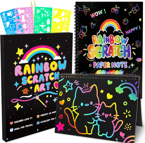 VVSBPL Scratch Art Crafts Kit for Kids 2 Pack Rainbow Scratch Paper Notebooks