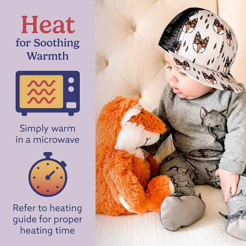 warmies Microwavable & Weighted Stuffed Animals, Fox - Heated Stuffed Animal Plushie for Warmth & Comfort - Cute Soft