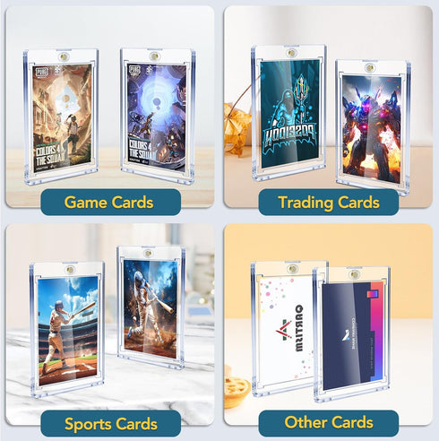 64ct 35pt ZENOWICK Magnetic Card Holders, One Touch Card Holder, U-V Protection Hard Plastic Case for Trading Cards