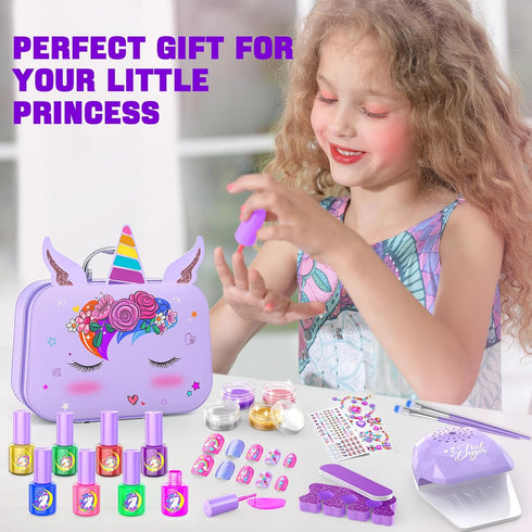 Set 3-12 Kids Nail Polish for Girls, Non-Toxic All-in-One Nail Art Kit with Nail Dryer and Peelable Nail Polish, Ideal