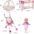Set deAO Kids Baby Doll Stroller Nursery Role Play with a Variety of Feeding Toy and Play Mat Travel Cot Baby Carrier